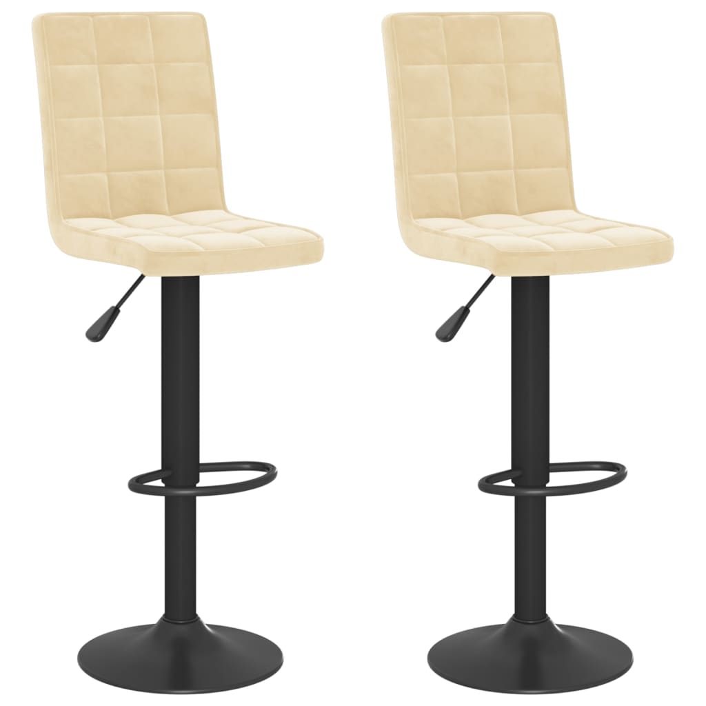 Tabourets de bar lot de 2 crème velours - XIOS