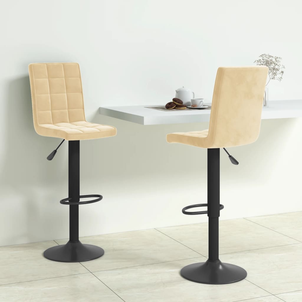 Tabourets de bar lot de 2 crème velours - XIOS