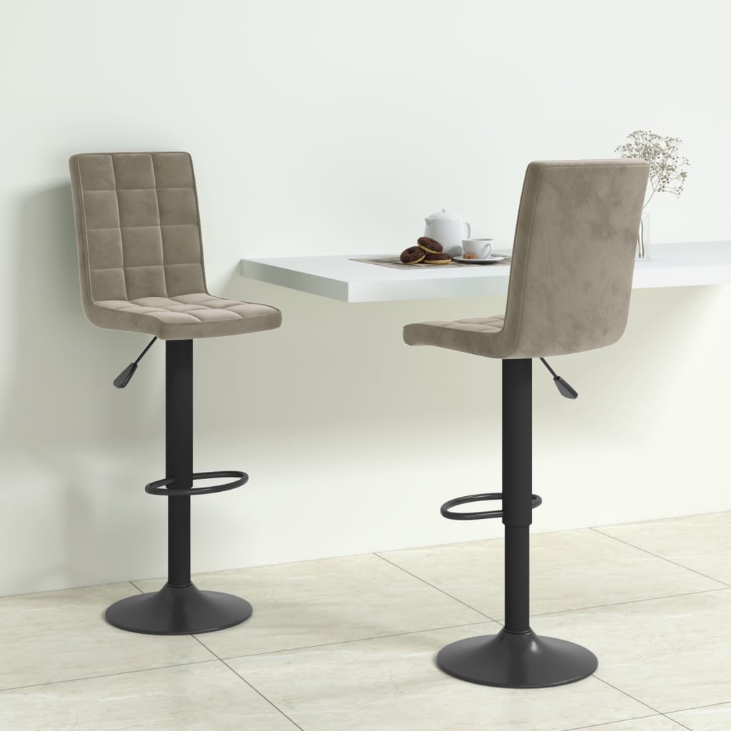 Tabourets de bar lot de 2 gris clair velours - XIOS