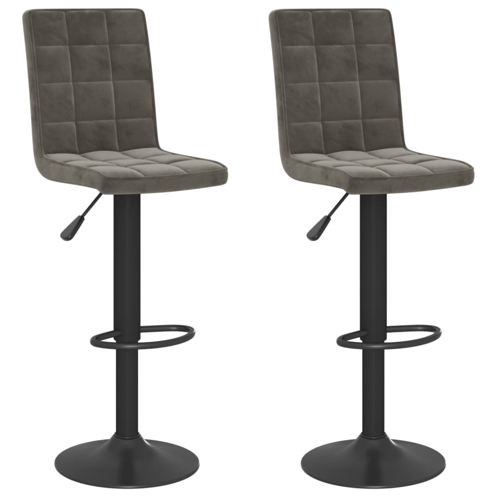 Tabourets de bar lot de 2 gris foncé velours - XIOS