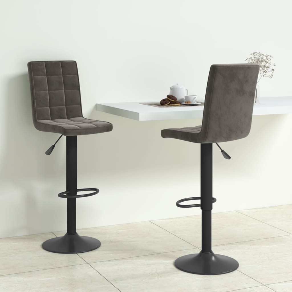 Tabourets de bar lot de 2 gris foncé velours - XIOS