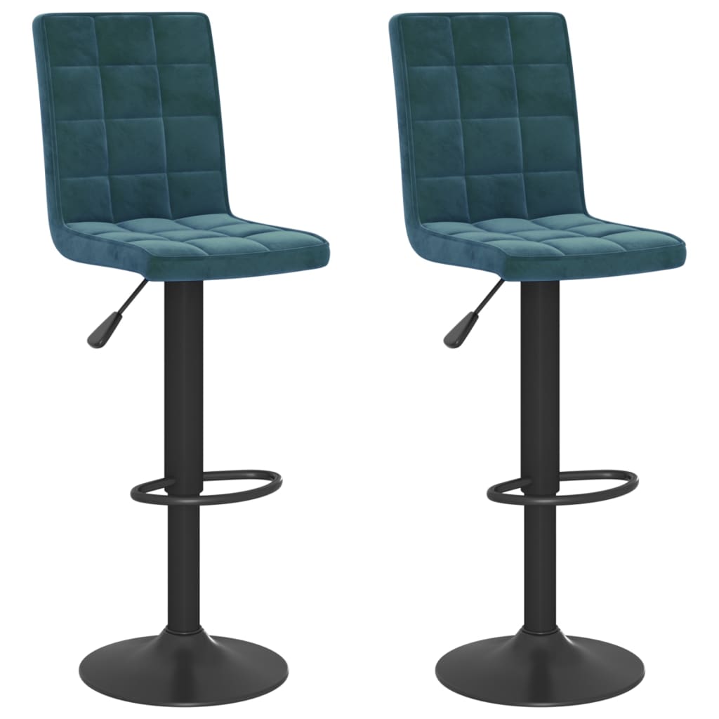 Tabourets de bar lot de 2 bleu velours - XIOS