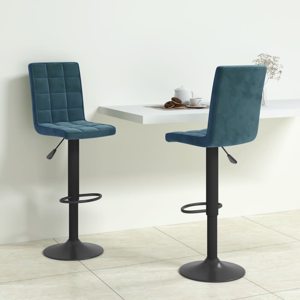 Tabourets de bar lot de 2 bleu velours - XIOS