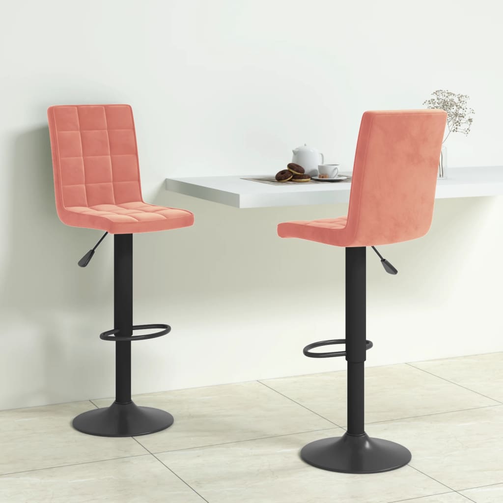 Tabourets de bar lot de 2 rose velours - XIOS