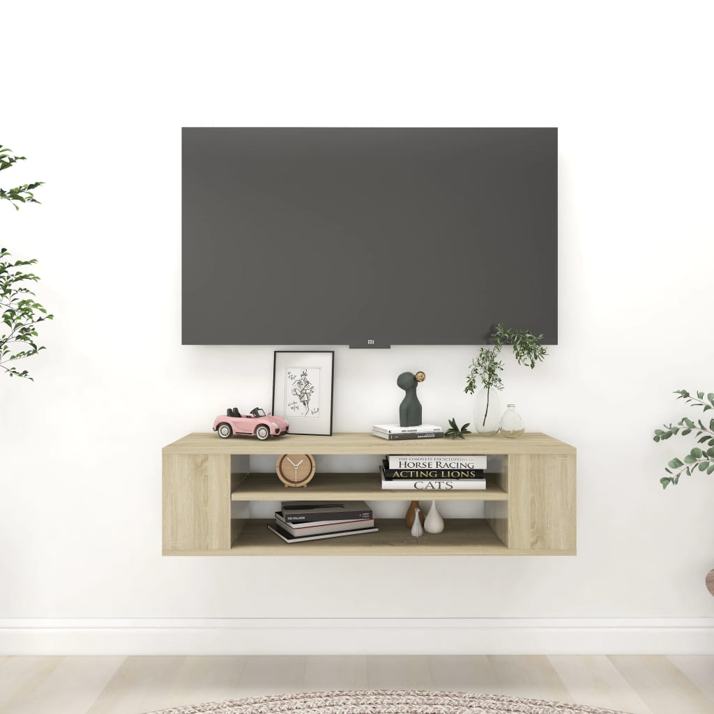 Meuble TV suspendu Chêne sonoma 100x30x26,5 cm Bois ingénierie - XIOS