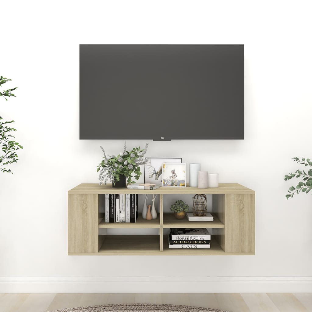 Meuble TV mural Chêne sonoma 102x35x35 cm Bois d’ingénierie - XIOS