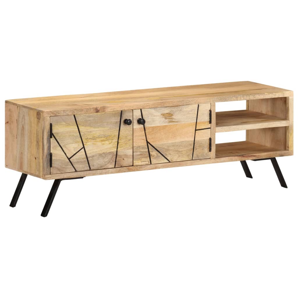 Meuble TV 110x30x40 cm Bois massif de manguier - XIOS