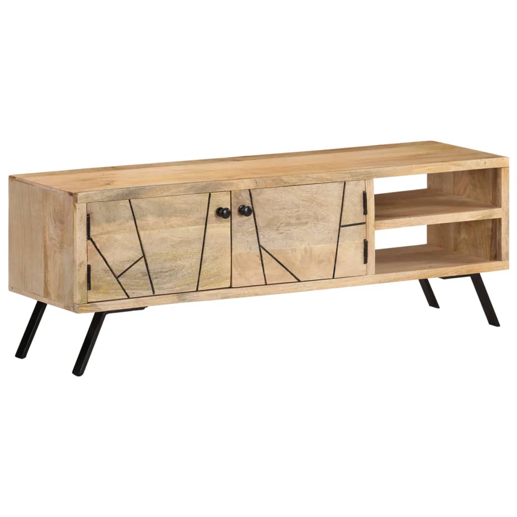 Meuble TV 110x30x40 cm Bois massif de manguier - XIOS