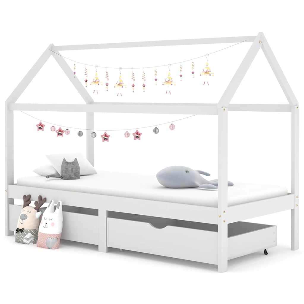 Cadre de lit d'enfant avec tiroirs Blanc Pin massif 90x200 cm - XIOS