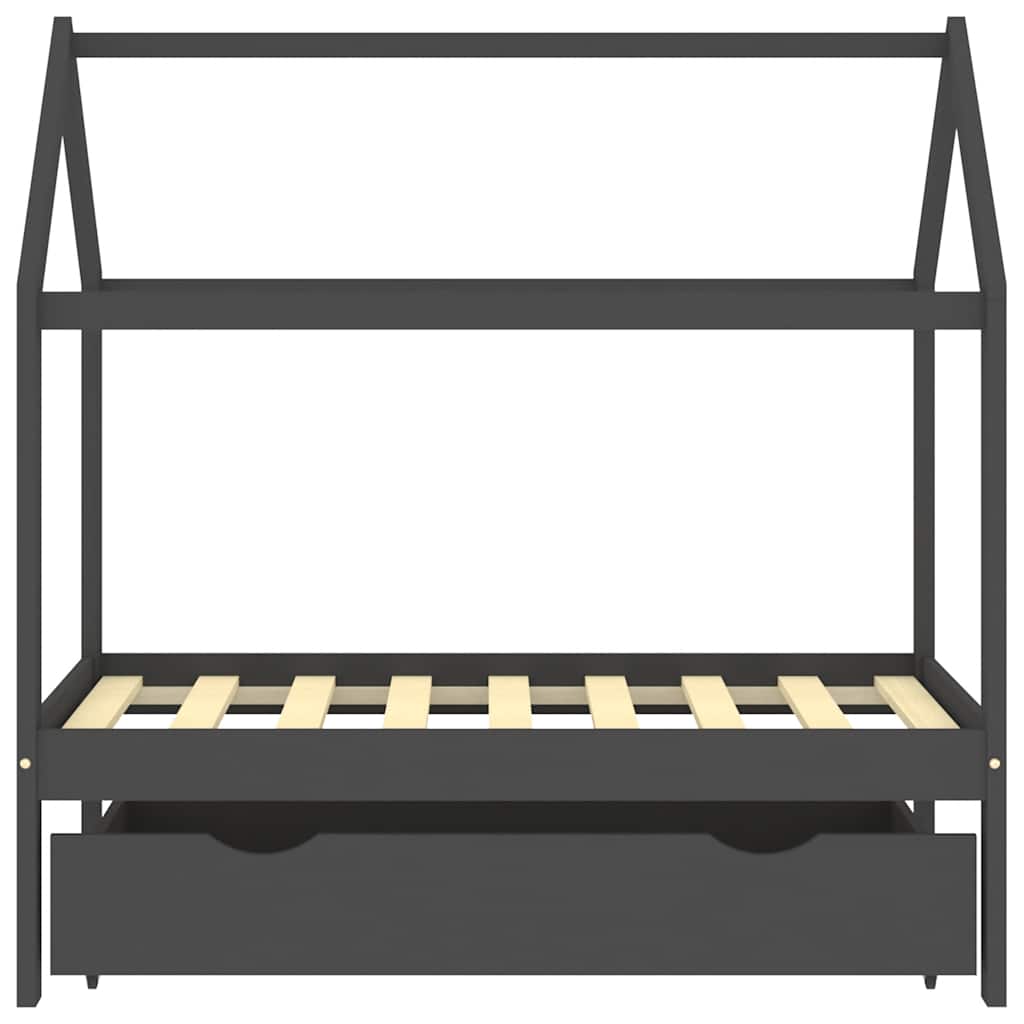 Cadre de lit d'enfant avec un tiroir Gris foncé Pin 70x140 cm - XIOS