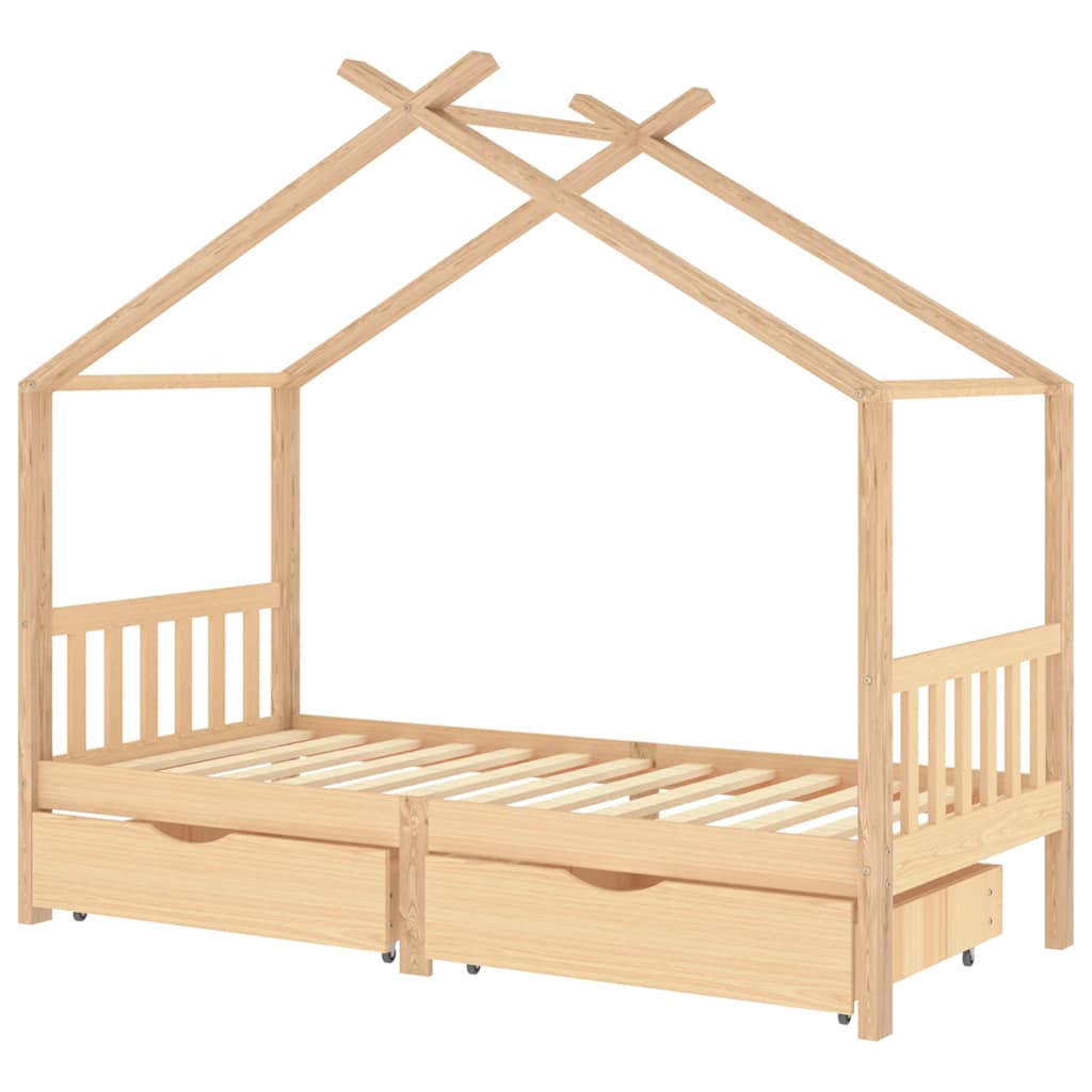Cadre de lit enfant avec tiroirs bois de pin massif 90x200 cm - XIOS