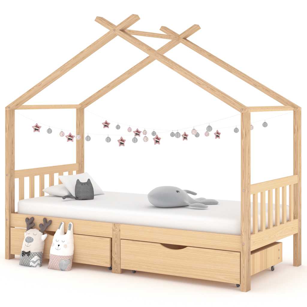 Cadre de lit enfant avec tiroirs bois de pin massif 90x200 cm - XIOS