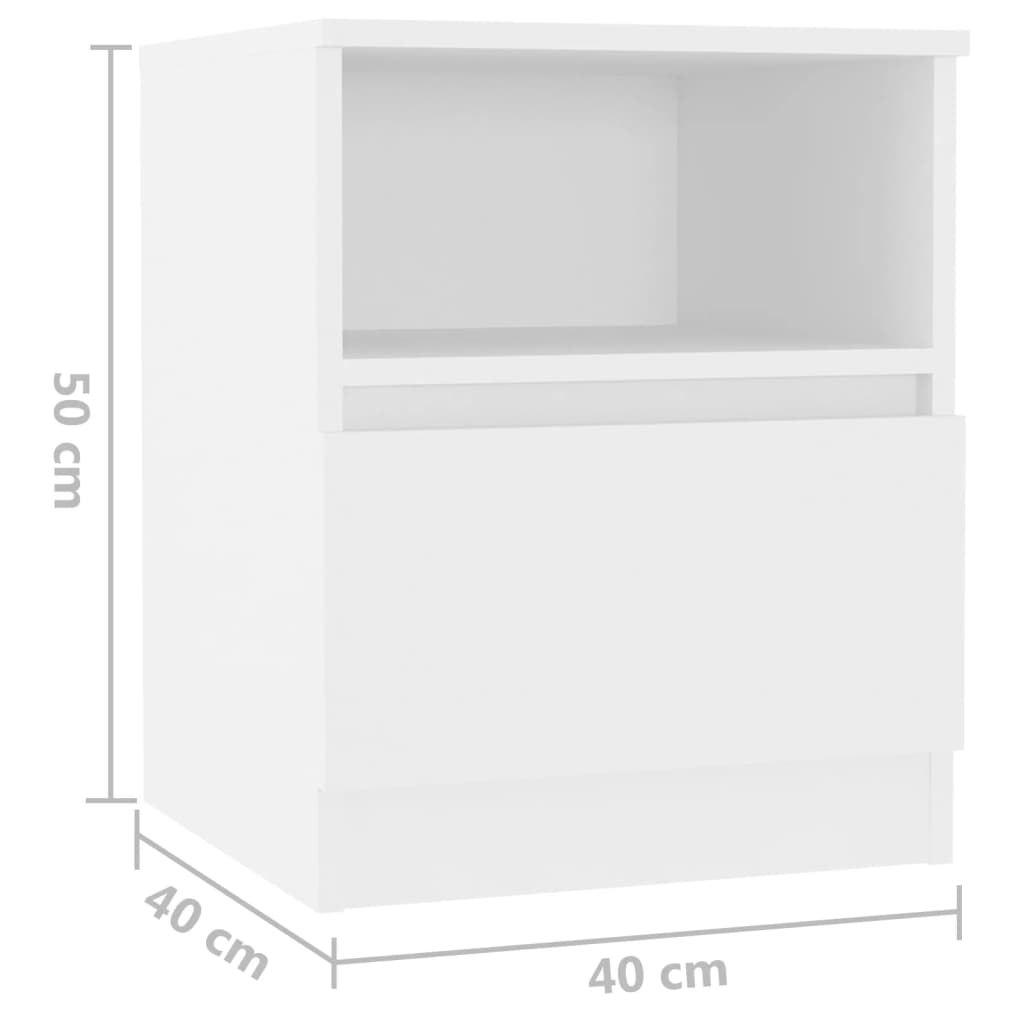 Tables de chevet 2 pcs blanc 40x40x50 cm bois d'ingénierie - XIOS