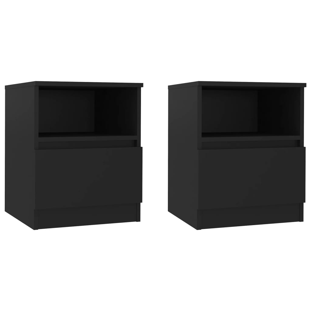 Tables de chevet 2 pcs noir 40x40x50 cm bois d'ingénierie - XIOS