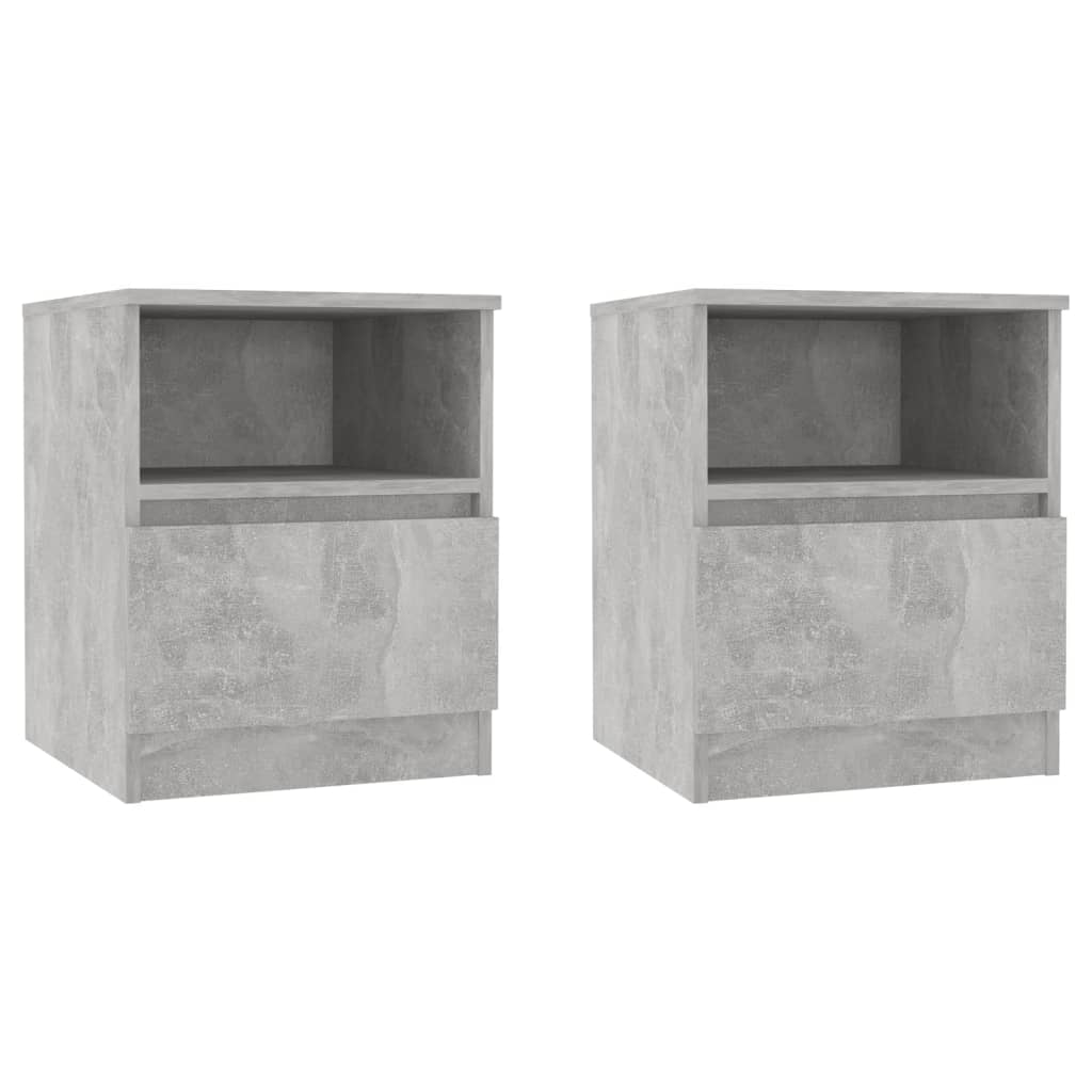 Tables de chevet 2 pcs gris béton 40x40x50 cm bois d'ingénierie - XIOS