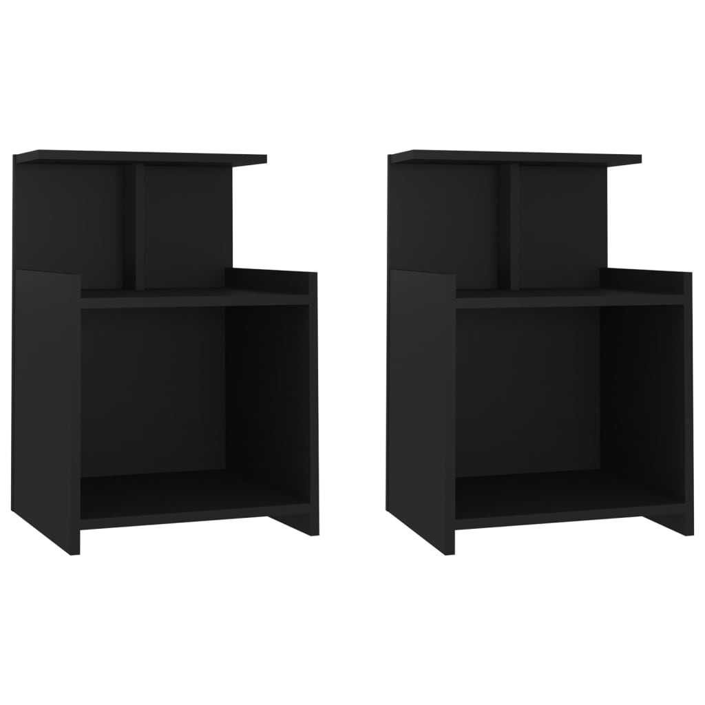 Tables de chevet 2 pcs noir 40x35x60 cm bois d'ingénierie - XIOS