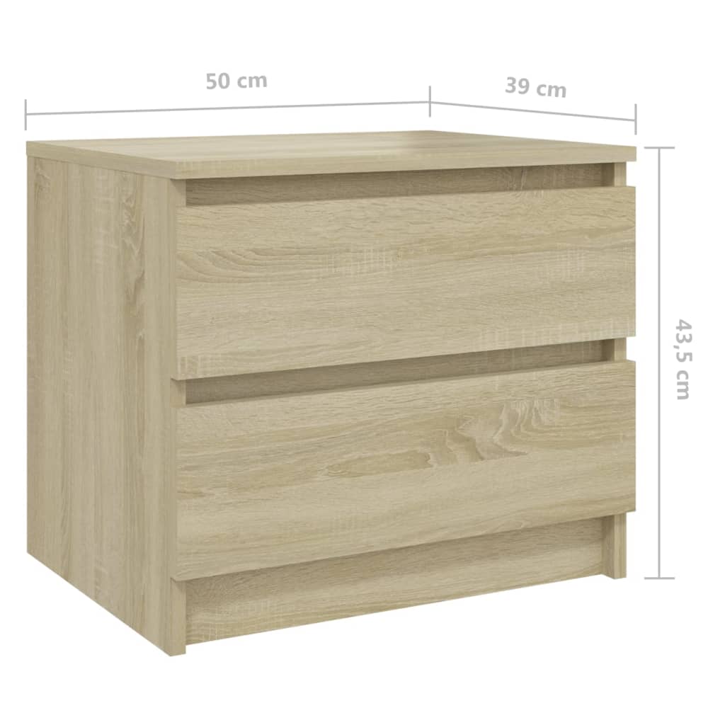 Tables de chevet 2pcs chêne sonoma 50x39x43,5cm bois ingénierie - XIOS