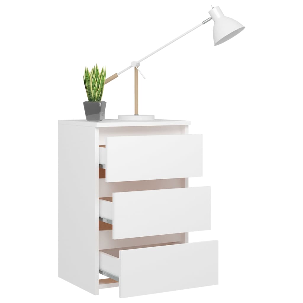 Table de chevet blanc 40x35x62,5 cm bois d'ingénierie