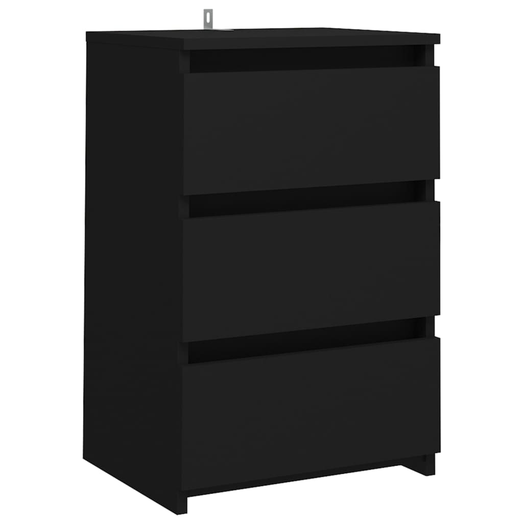 Table de chevet noir 40x35x62,5 cm bois d'ingénierie - XIOS