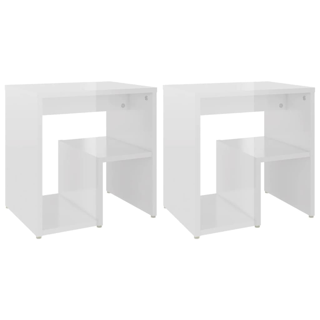 Tables de chevet 2pcs blanc brillant 40x30x40cm bois ingénierie - XIOS