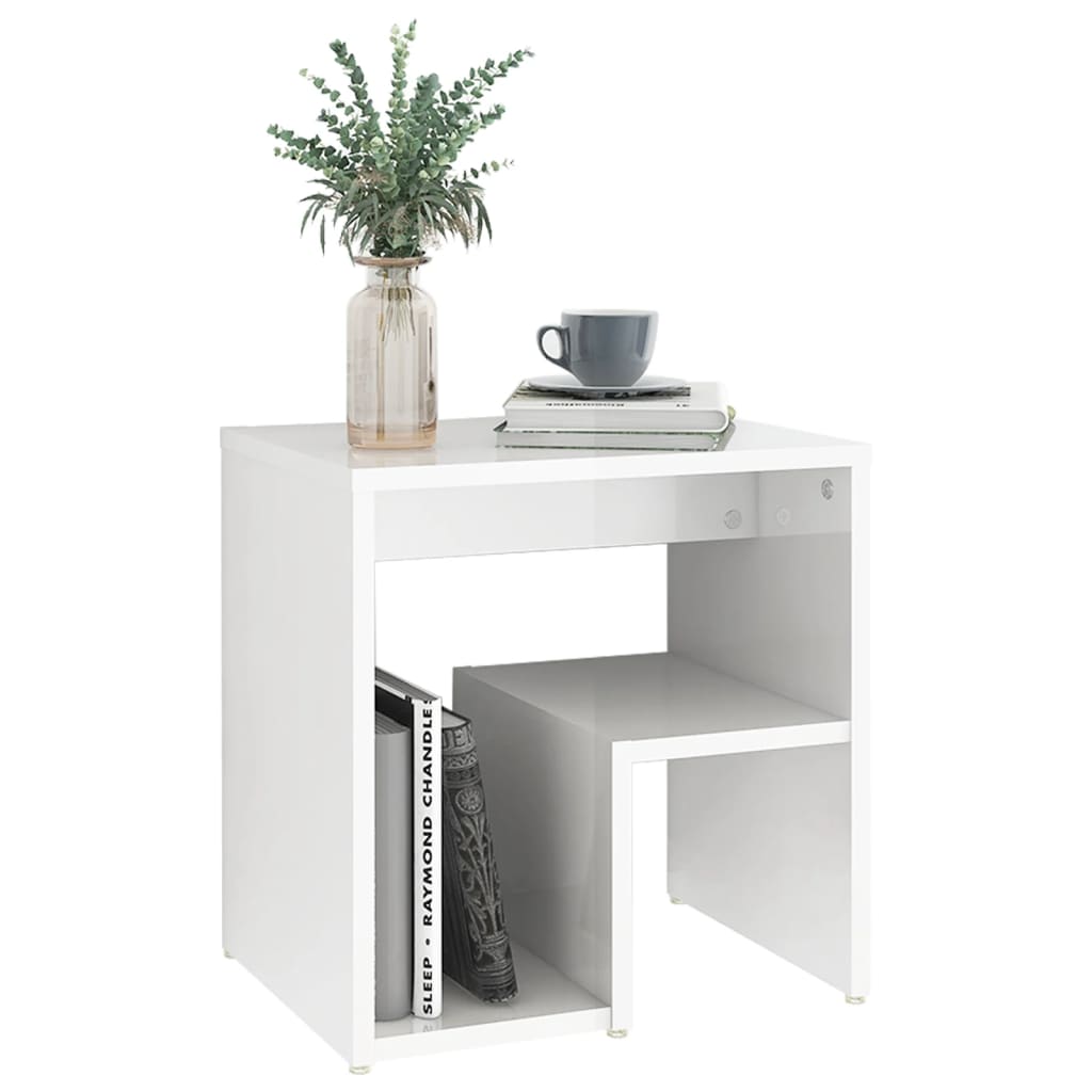Tables de chevet 2pcs blanc brillant 40x30x40cm bois ingénierie - XIOS