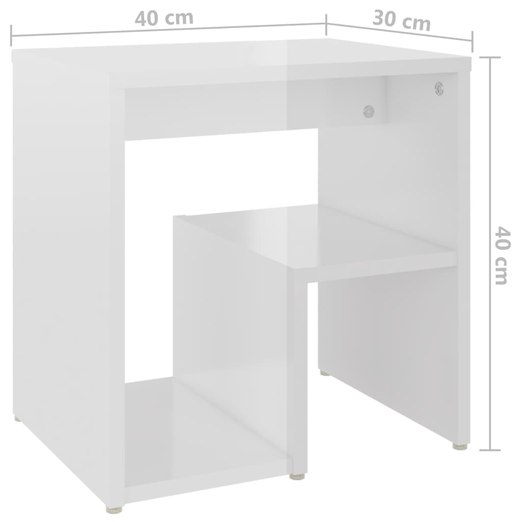Tables de chevet 2pcs blanc brillant 40x30x40cm bois ingénierie - XIOS