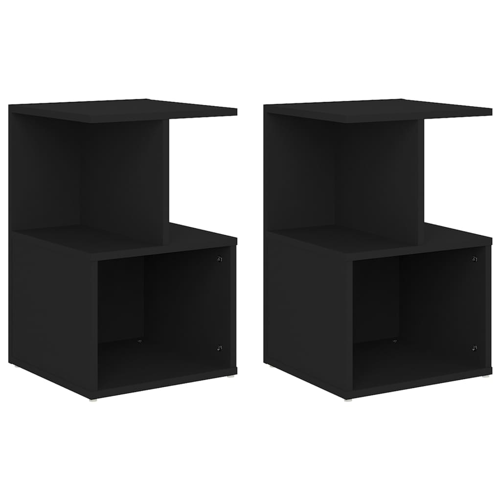 Tables de chevet 2 pcs noir 35x35x55 cm bois d'ingénierie - XIOS