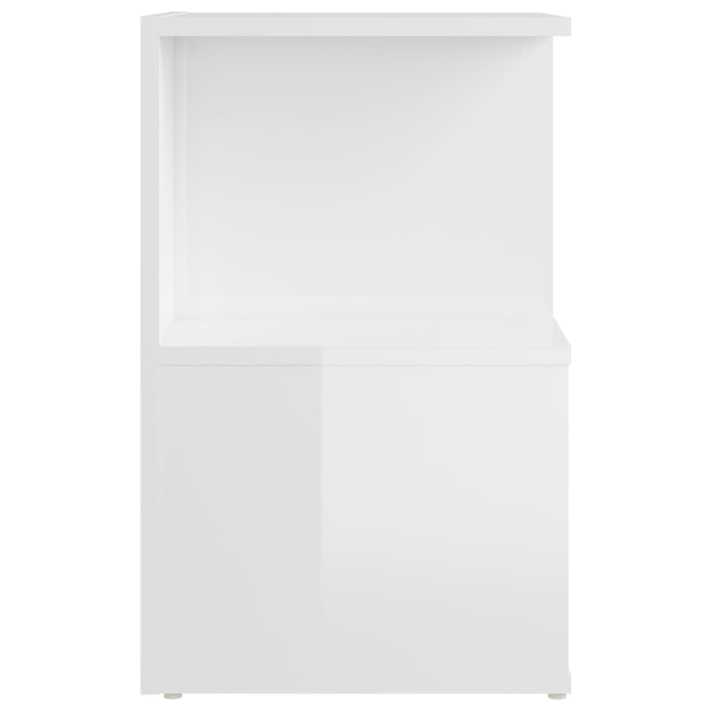 Tables de chevet 2pcs Blanc brillant 35x35x55cm bois ingénierie - XIOS