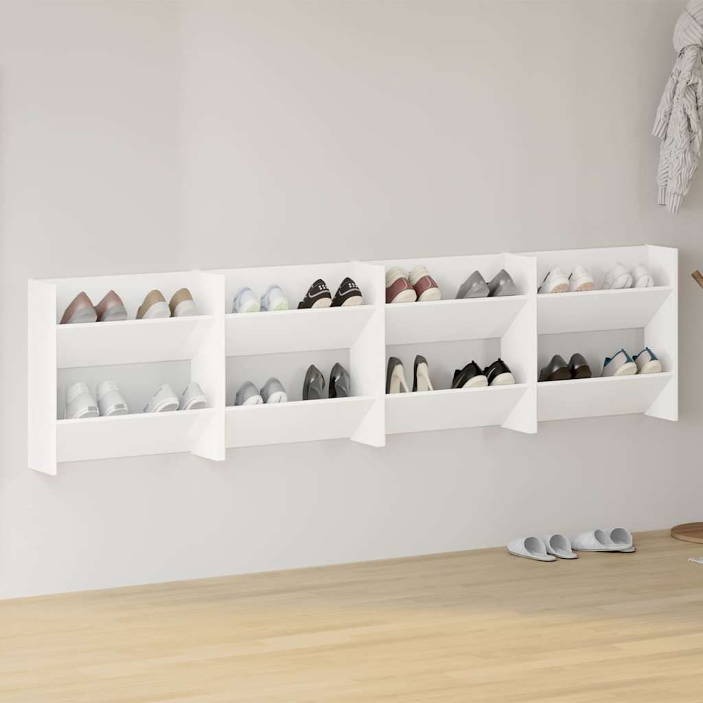 Armoires à chaussures murales 4 pcs blanc bois d'ingénierie - XIOS