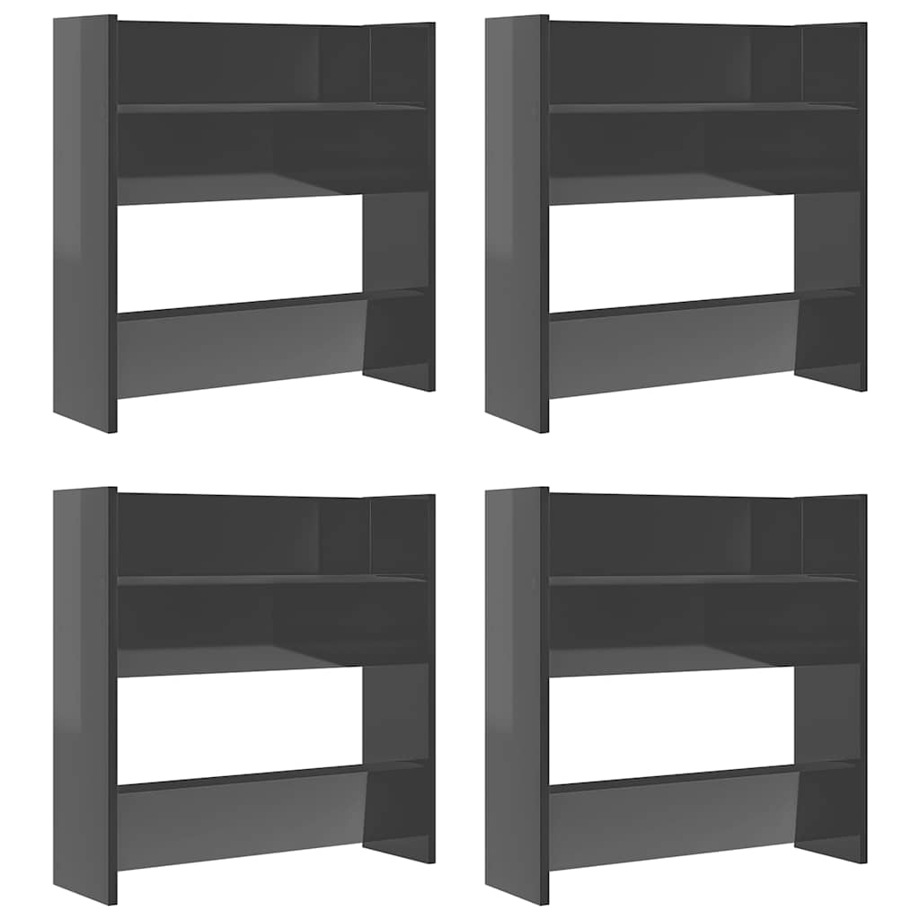 Armoires à chaussures murales 4 pcs gris brillant 60x18x60 cm - XIOS