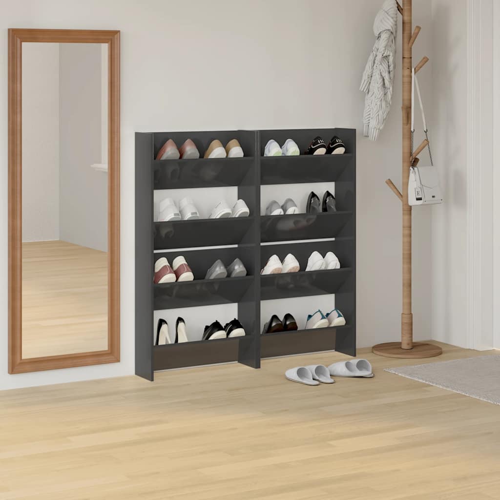 Armoires à chaussures murales 4 pcs gris brillant 60x18x60 cm - XIOS