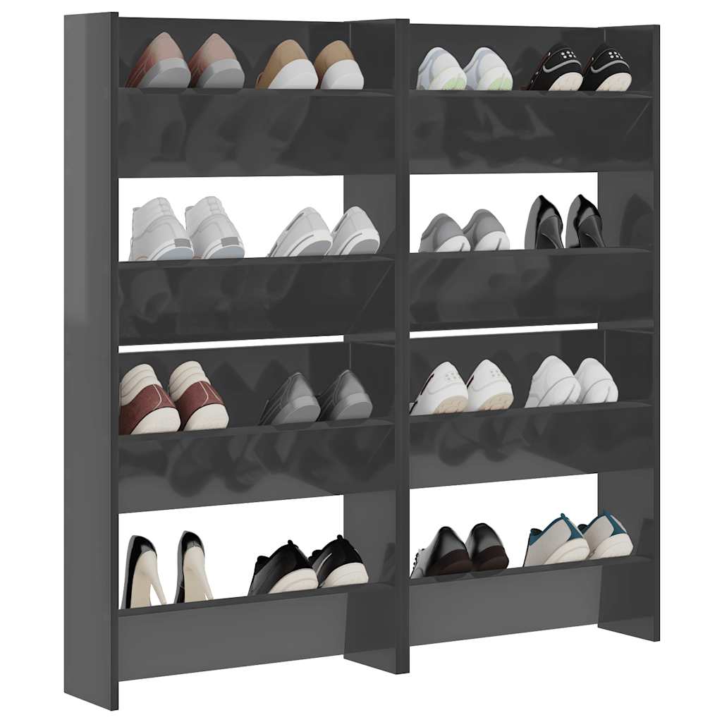 Armoires à chaussures murales 4 pcs gris brillant 60x18x60 cm - XIOS