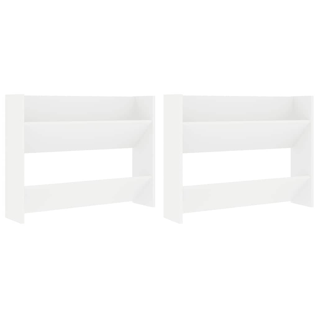 Armoires à chaussures murales 2 pcs Blanc 80x18x60 cm Aggloméré