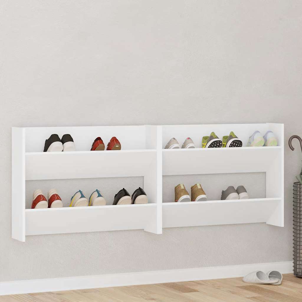 Armoires à chaussures murales 2 pcs Blanc 80x18x60 cm Aggloméré