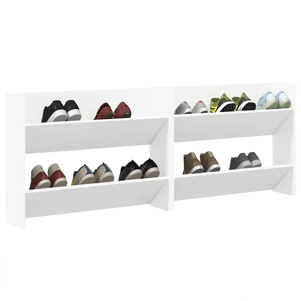 Armoires à chaussures murales 2 pcs Blanc 80x18x60 cm Aggloméré