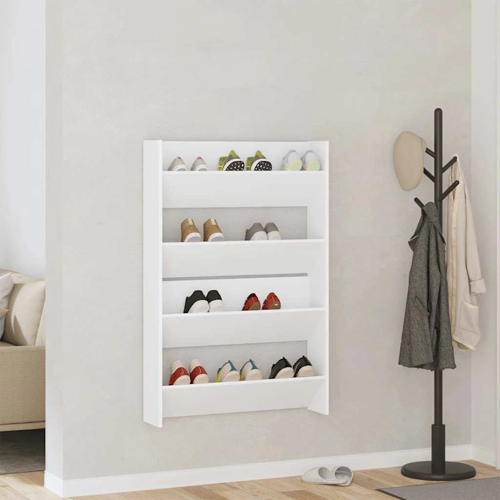 Armoires à chaussures murales 2 pcs Blanc 80x18x60 cm Aggloméré