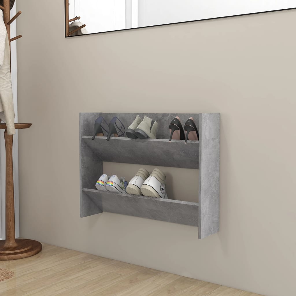 Armoire à chaussures murale Gris béton 80x18x60 cm Aggloméré - XIOS