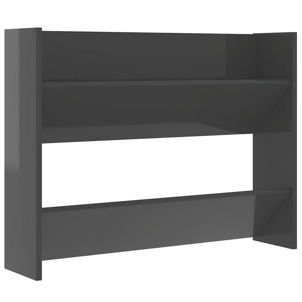 Armoire à chaussures murale gris brillant bois d'ingénierie - XIOS