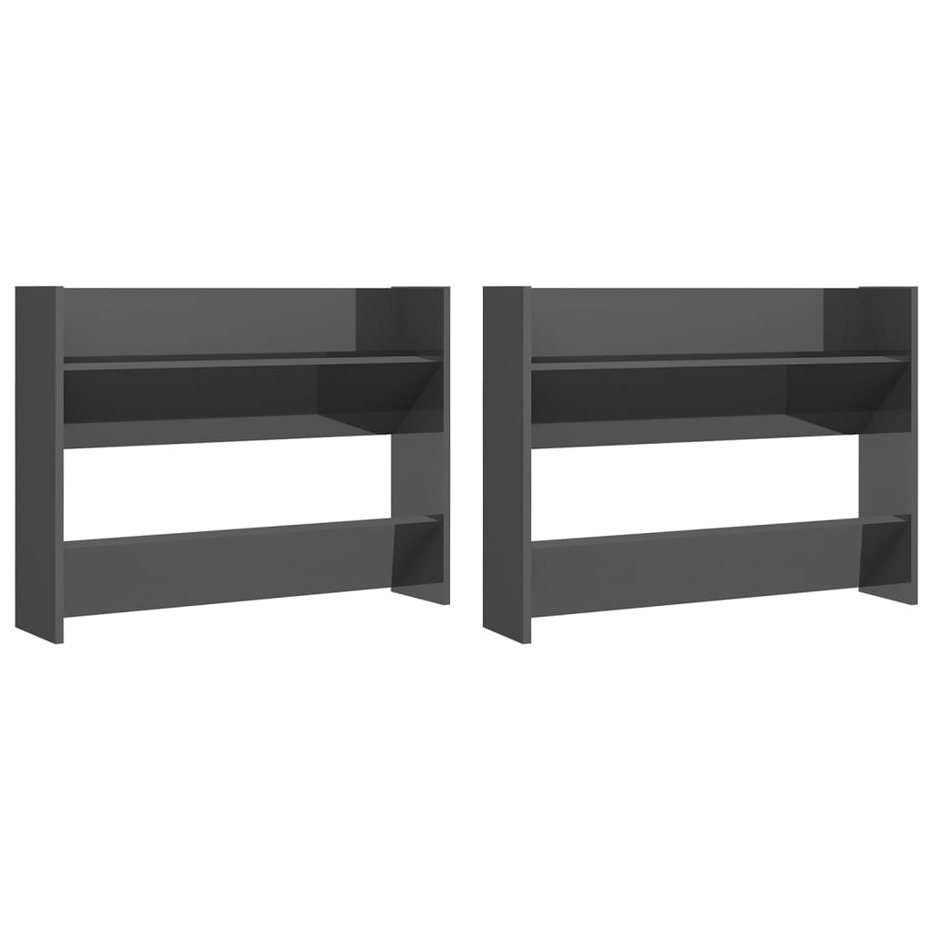 Armoires à chaussures murales 2 pcs gris brillant 80x18x60 cm - XIOS