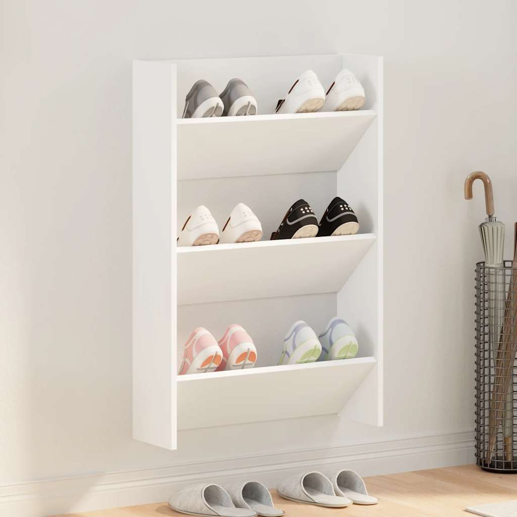 Armoire à chaussures murale Blanc 60x18x90 cm Aggloméré - XIOS