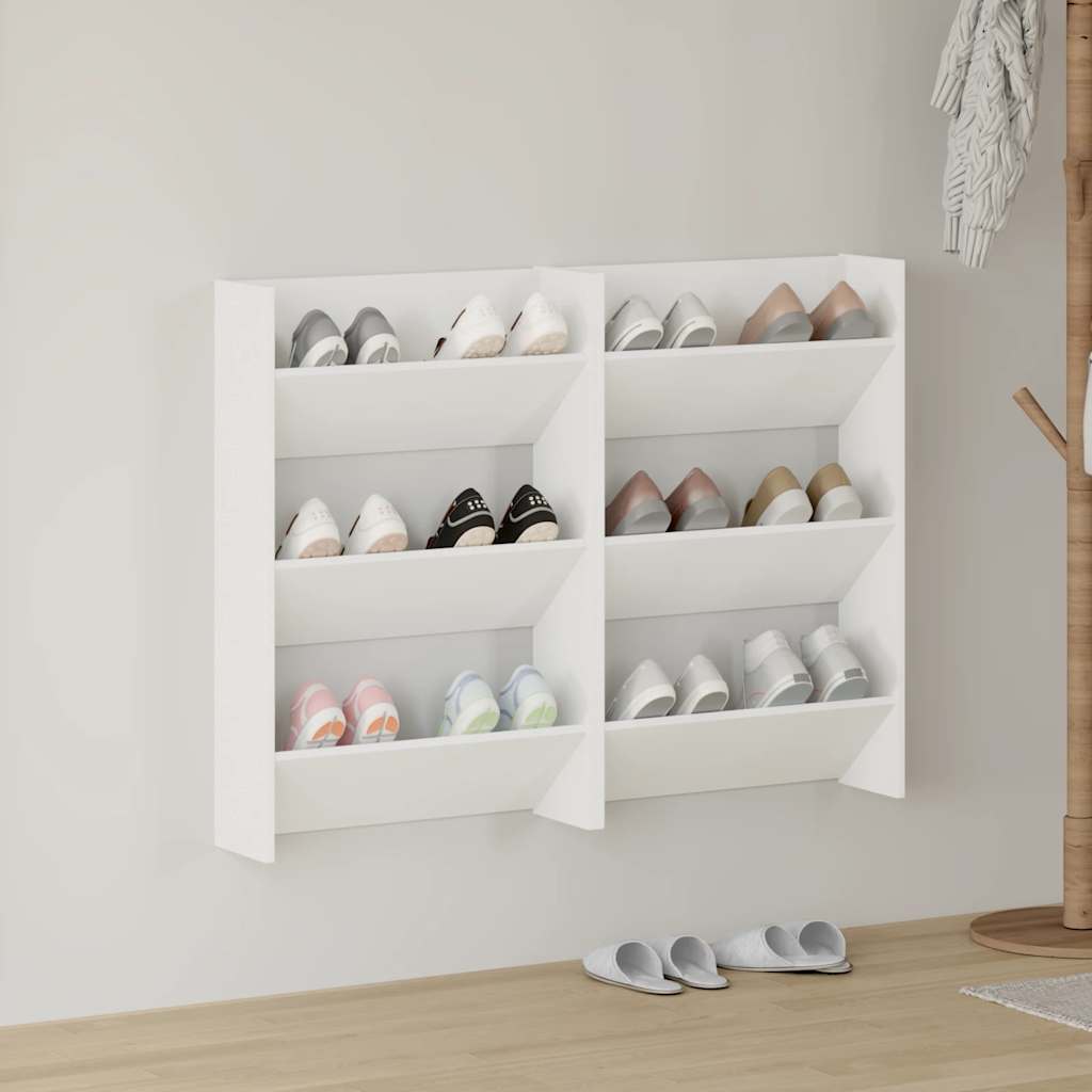 Armoires à chaussures murales 2 pcs Blanc 60x18x90 cm Aggloméré - XIOS