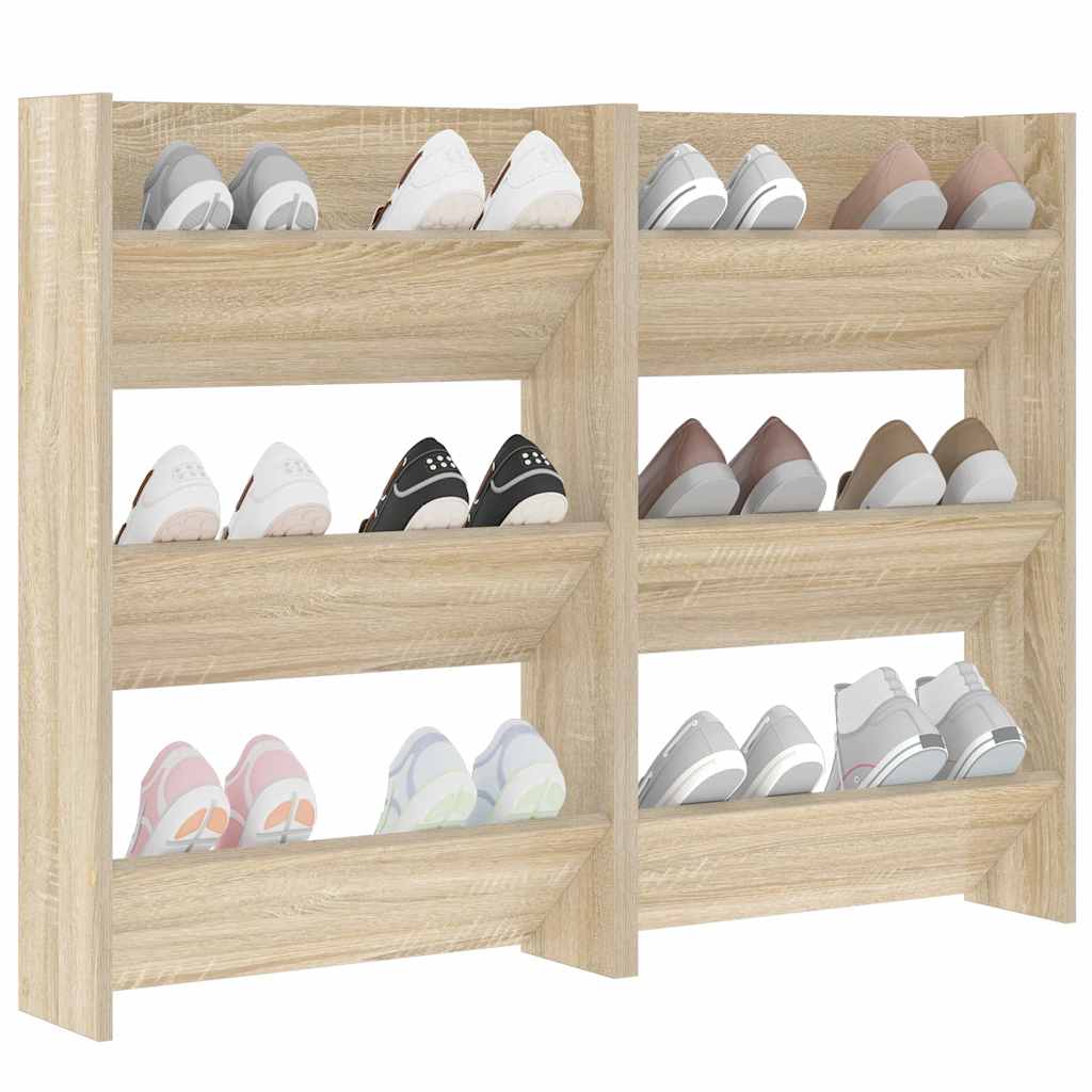 Armoires à chaussures murales 2 pcs Chêne 60x18x90 cm Aggloméré - XIOS