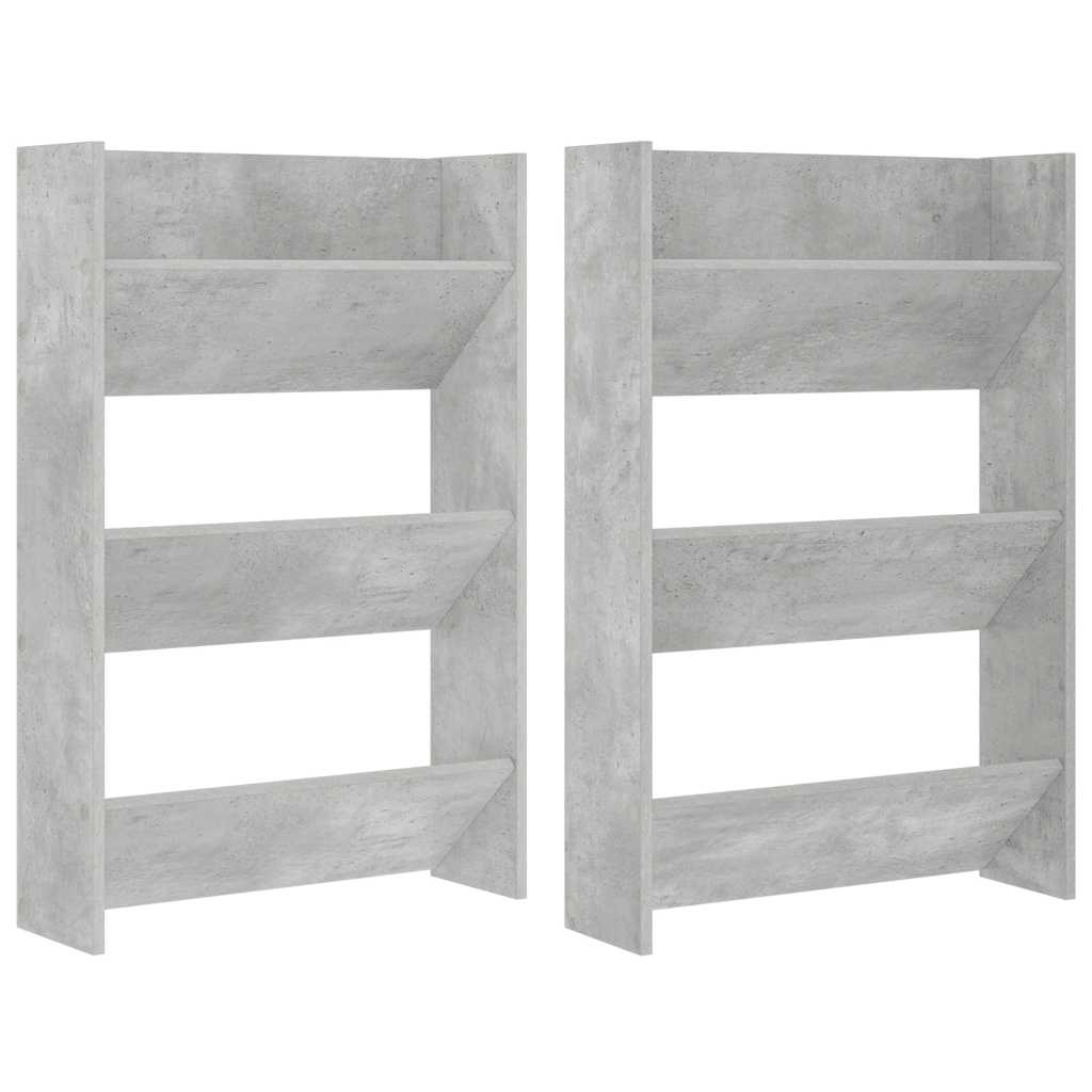 Armoires à chaussures murales 2 pcs Gris béton 60x18x90 cm - XIOS