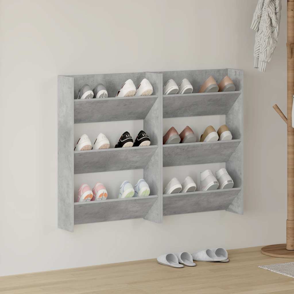Armoires à chaussures murales 2 pcs Gris béton 60x18x90 cm - XIOS