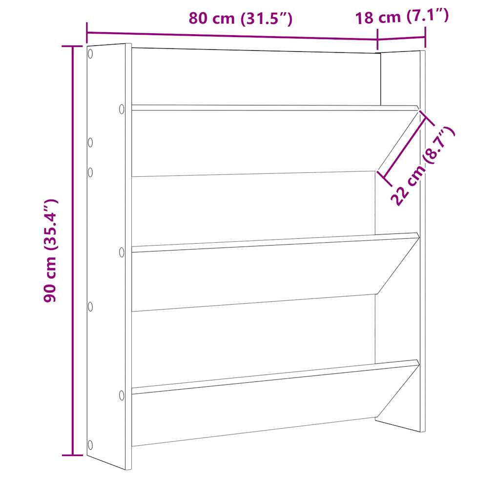 Armoire à chaussures murale blanc 80x18x90 cm bois d'ingénierie - XIOS