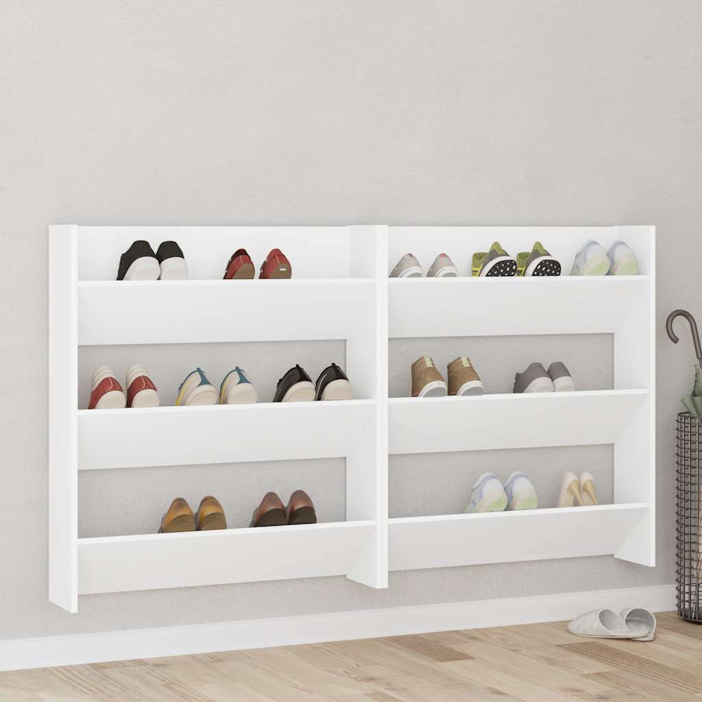 Armoires à chaussures murales 2 pcs Blanc 80x18x90 cm Aggloméré - XIOS