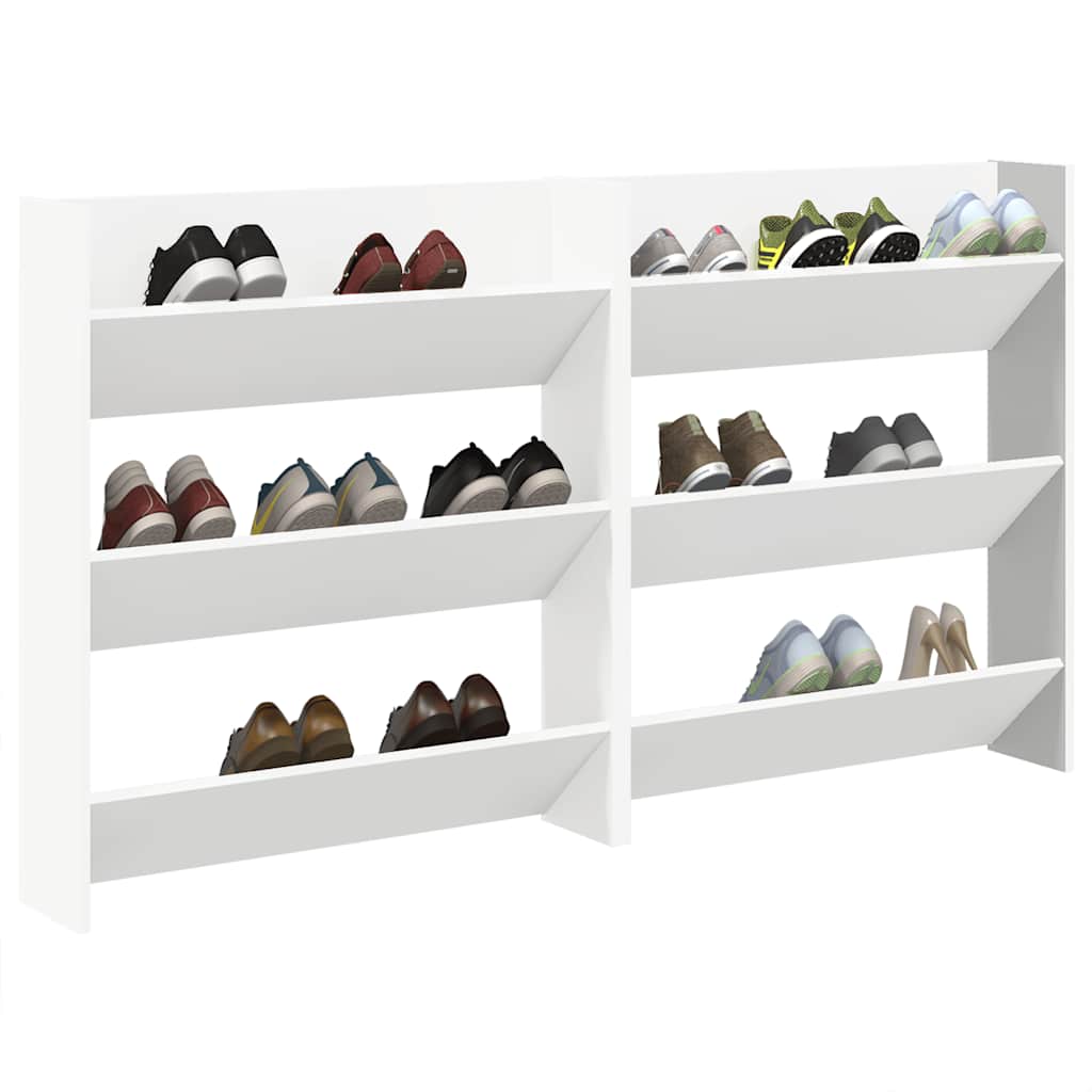 Armoires à chaussures murales 2 pcs Blanc 80x18x90 cm Aggloméré - XIOS