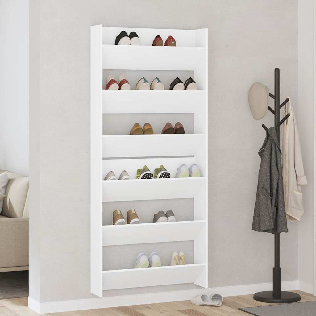 Armoires à chaussures murales 2 pcs Blanc 80x18x90 cm Aggloméré - XIOS