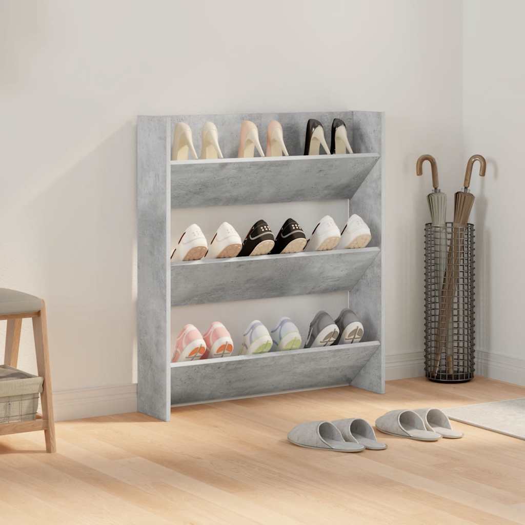 Armoire à chaussures murale Gris béton 80x18x90 cm Aggloméré - XIOS