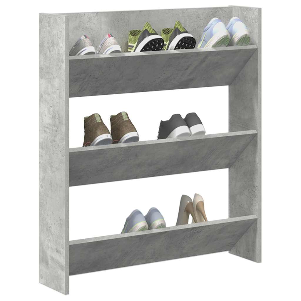 Armoire à chaussures murale Gris béton 80x18x90 cm Aggloméré - XIOS